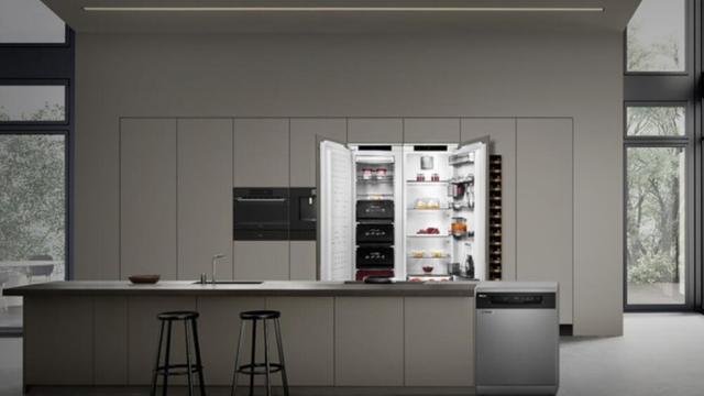 厨柜冰箱一体效果图 厨房冰箱柜一体效果图