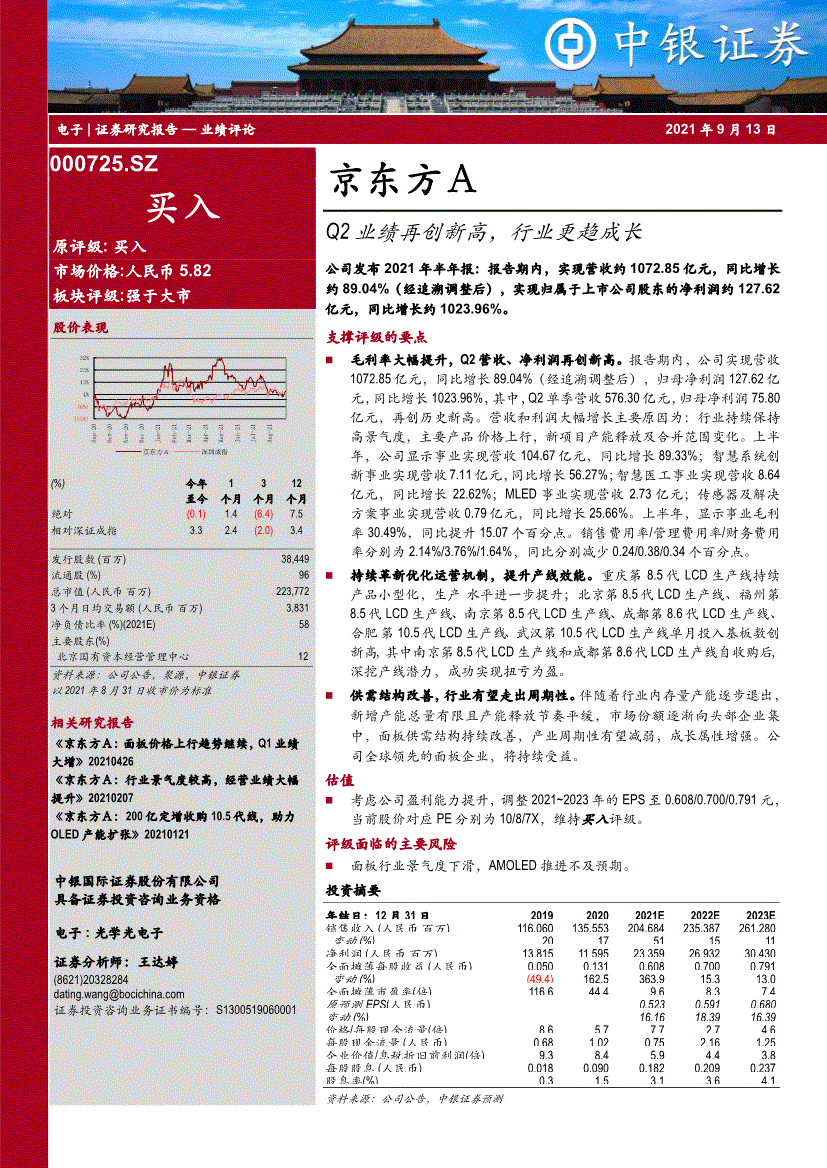 京东方a分红 京东方A分红派息2022时间