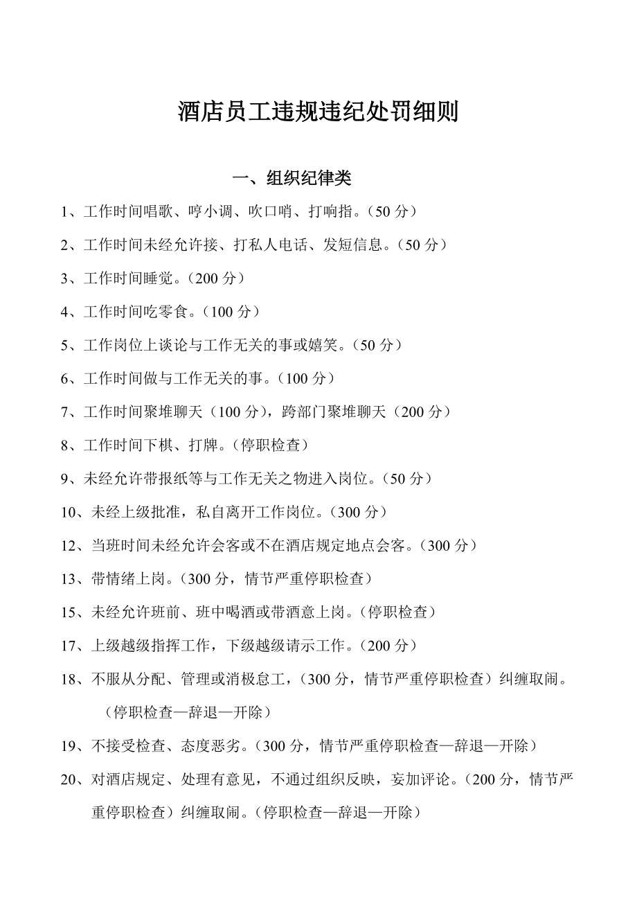 员工纪律管理规定处罚等级 员工纪律管理规定处罚等级标准