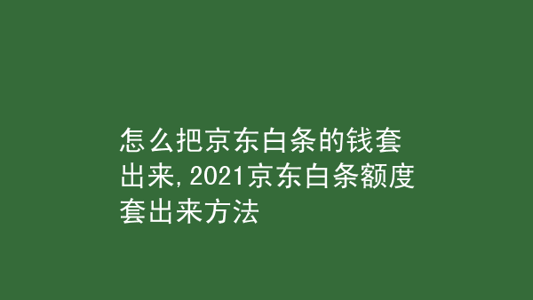 白条额度如何套出来 京东白条额度如何套出来