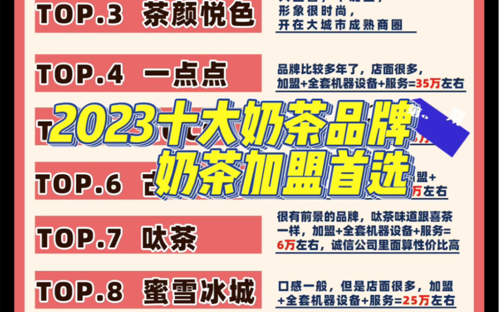 品牌奶茶店加盟排行榜10强名单 品牌奶茶店加盟排行榜10强名单最新