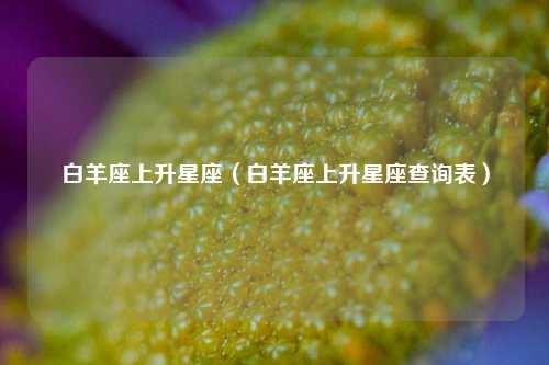 白羊座上升星座（白羊座上升星座查询表）