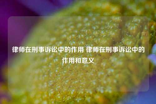 律师在刑事诉讼中的作用 律师在刑事诉讼中的作用和意义