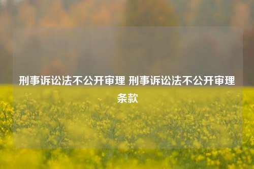 刑事诉讼法不公开审理 刑事诉讼法不公开审理条款