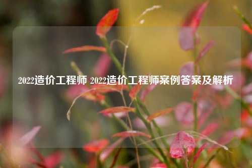 2022造价工程师 2022造价工程师案例答案及解析