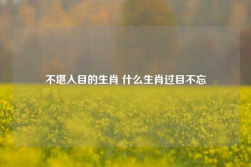 不堪入目的生肖 什么生肖过目不忘