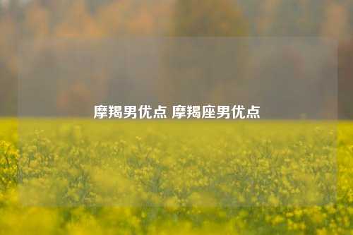 摩羯男优点 摩羯座男优点