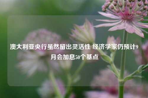 澳大利亚央行虽然留出灵活性 经济学家仍预计9月会加息50个基点