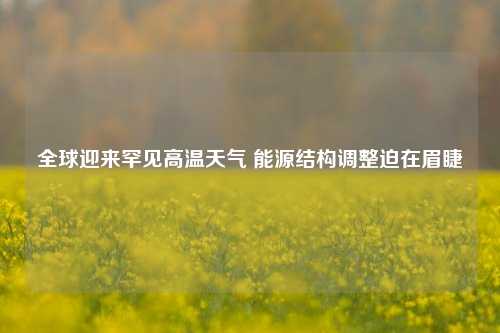 全球迎来罕见高温天气 能源结构调整迫在眉睫