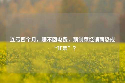 连亏四个月，赚不回电费，预制菜经销商恐成“韭菜”？