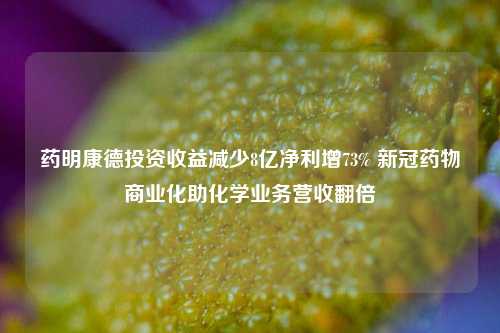 药明康德投资收益减少8亿净利增73% 新冠药物商业化助化学业务营收翻倍