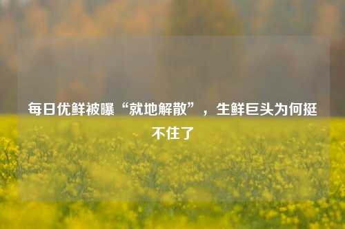 每日优鲜被曝“就地解散”，生鲜巨头为何挺不住了