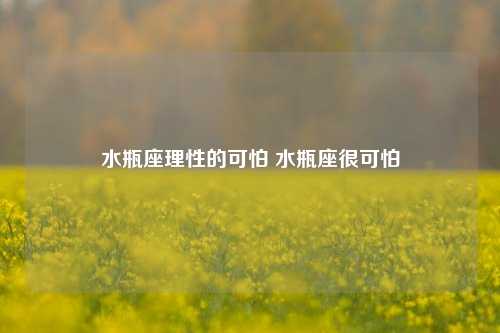 水瓶座理性的可怕 水瓶座很可怕