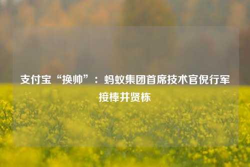 支付宝“换帅”：蚂蚁集团首席技术官倪行军接棒井贤栋