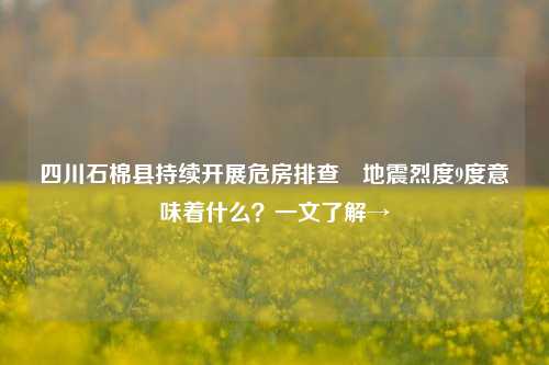 四川石棉县持续开展危房排查 地震烈度9度意味着什么？一文了解→