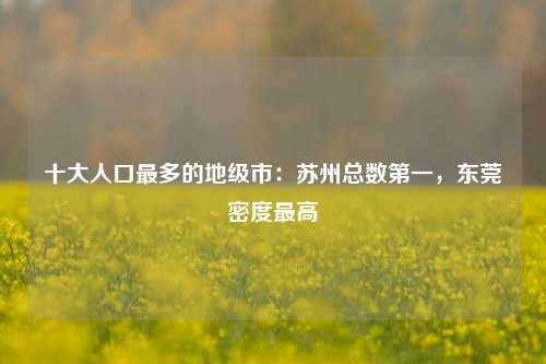 十大人口最多的地级市：苏州总数第一，东莞密度最高