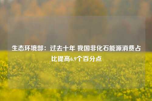 生态环境部：过去十年 我国非化石能源消费占比提高6.9个百分点