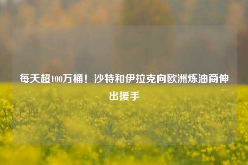 每天超100万桶！沙特和伊拉克向欧洲炼油商伸出援手