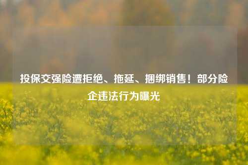 投保交强险遭拒绝、拖延、捆绑销售！部分险企违法行为曝光